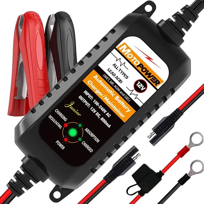 MOTOPOWER-cargador de batería, mantenimiento automático inteligente, 12V, 800ma